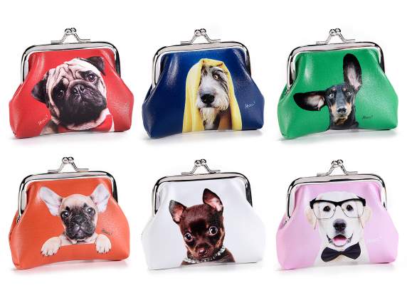 Coin purse in Pet Color leatherette with snap closure